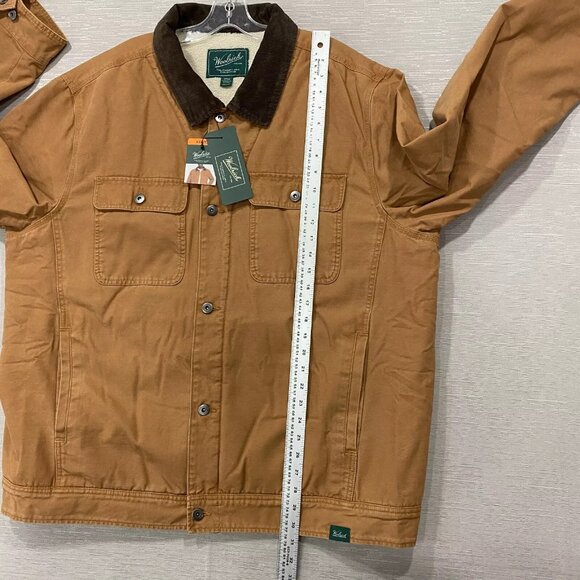 Woolrich Chore Jacket Mens 2XL Brown Canvas Sherpa Lined Corduroy Collar Barn - Picture 10 of 13